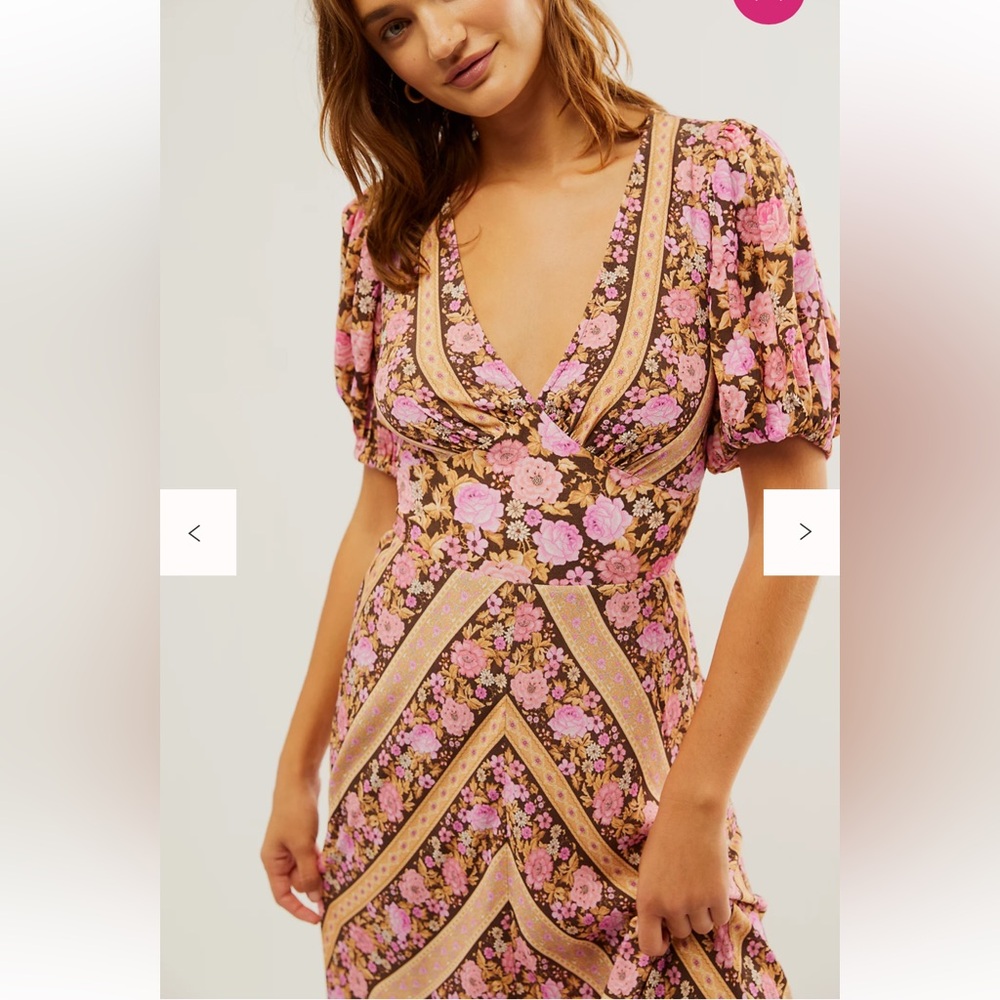 Spell Pink and Brown Floral Maxi Dress